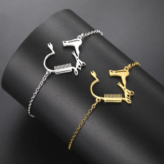 Gold Heart Pendant Stainless Steel Bracelet