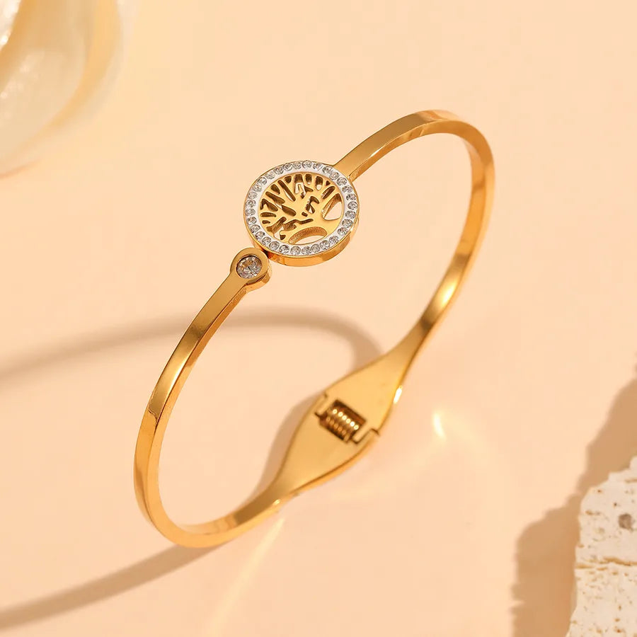 18K Gold Tree of Life Stainless Steel Bracelet