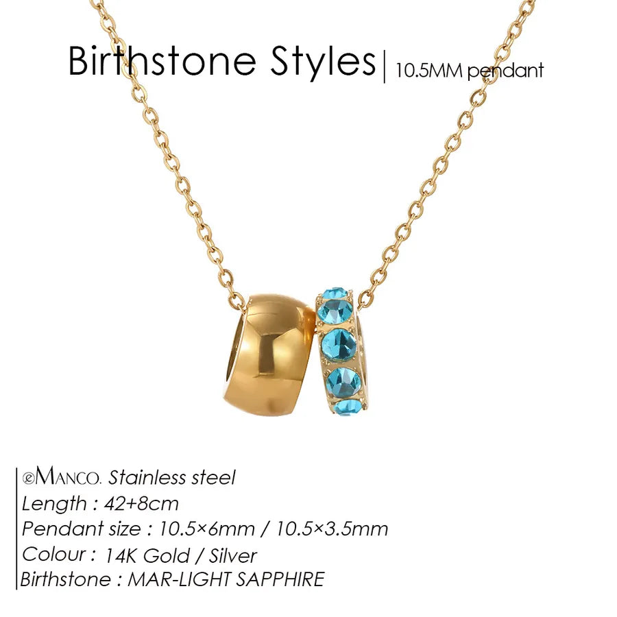 14K Gold Double Circle Pendant Necklace 3 Months Light Blue 14K Gold