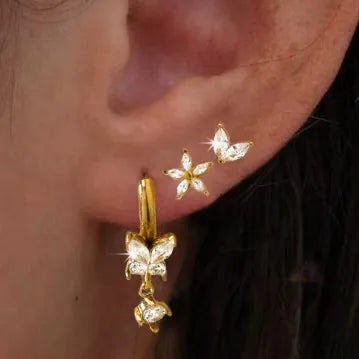 18K Gold Plated Stainless Steel Zircon Earrings