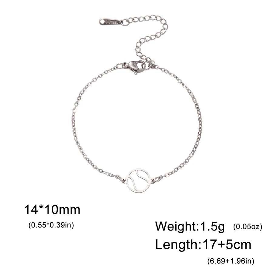 Stainless Steel Sports Pendant Bracelet Steel Color Tennis Ball