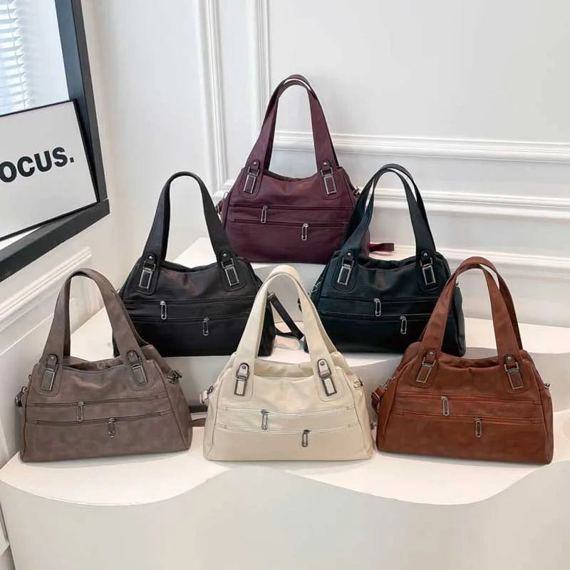 Studded PU Leather Shoulder Bag – Large Capacity - Smiling Maria - Everything For Women