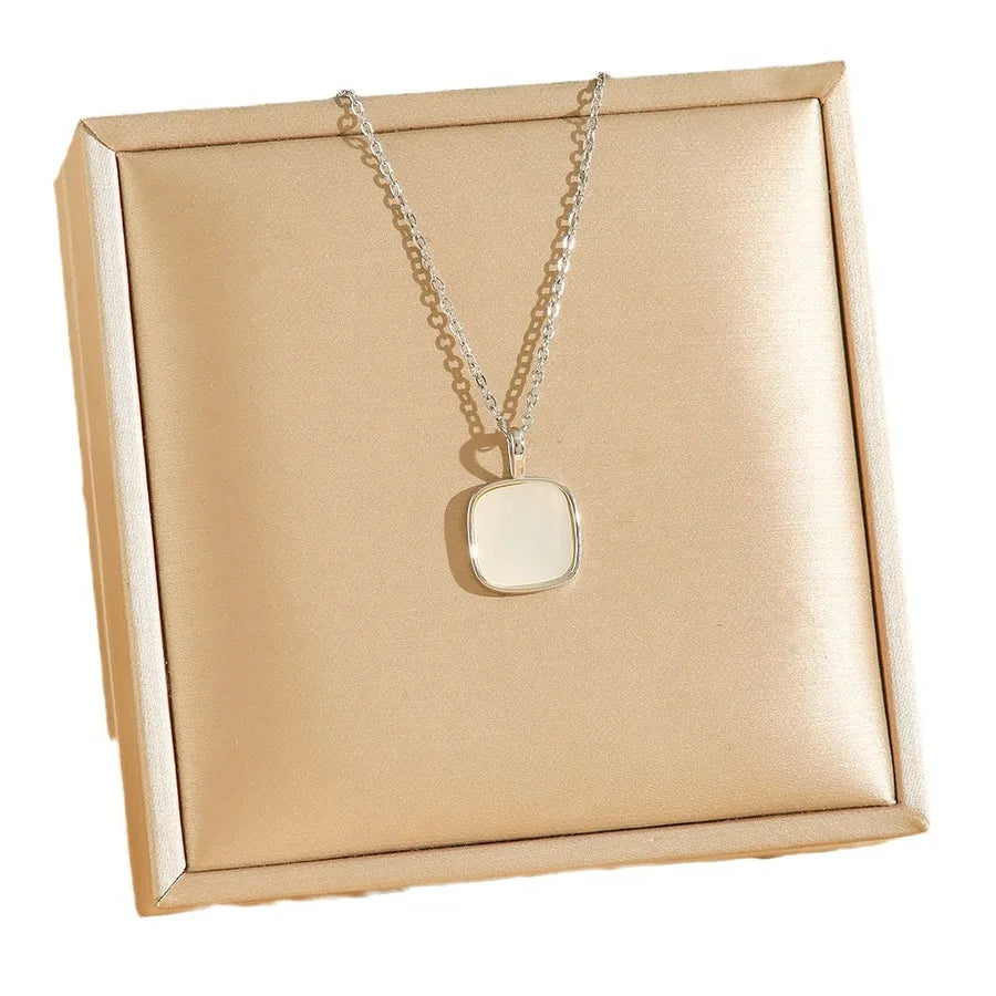Square Mother of Pearl Titanium Necklace