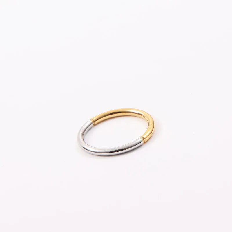 18K Gold Two-Tone Titanium Steel Geometric Ring