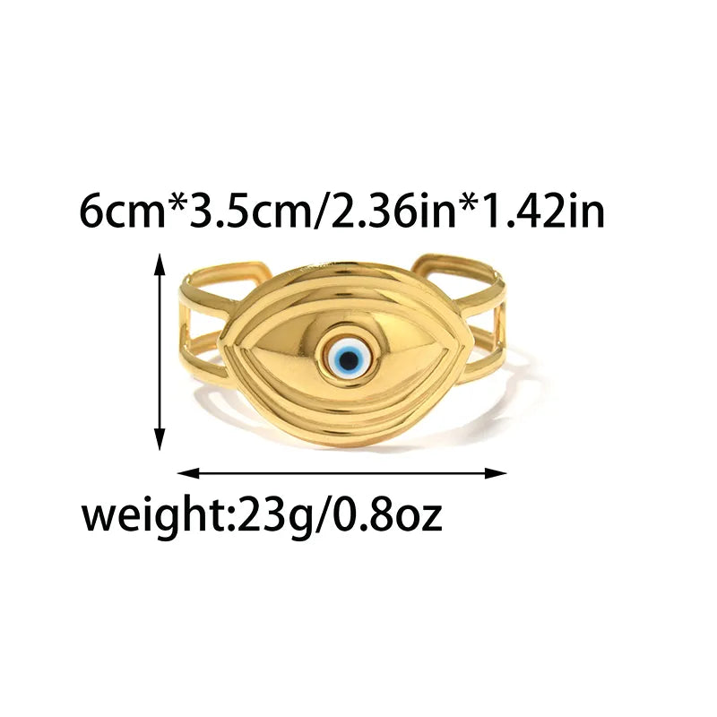 18K Gold Plated Eye & Flower Stainless Bracelet B0656-02