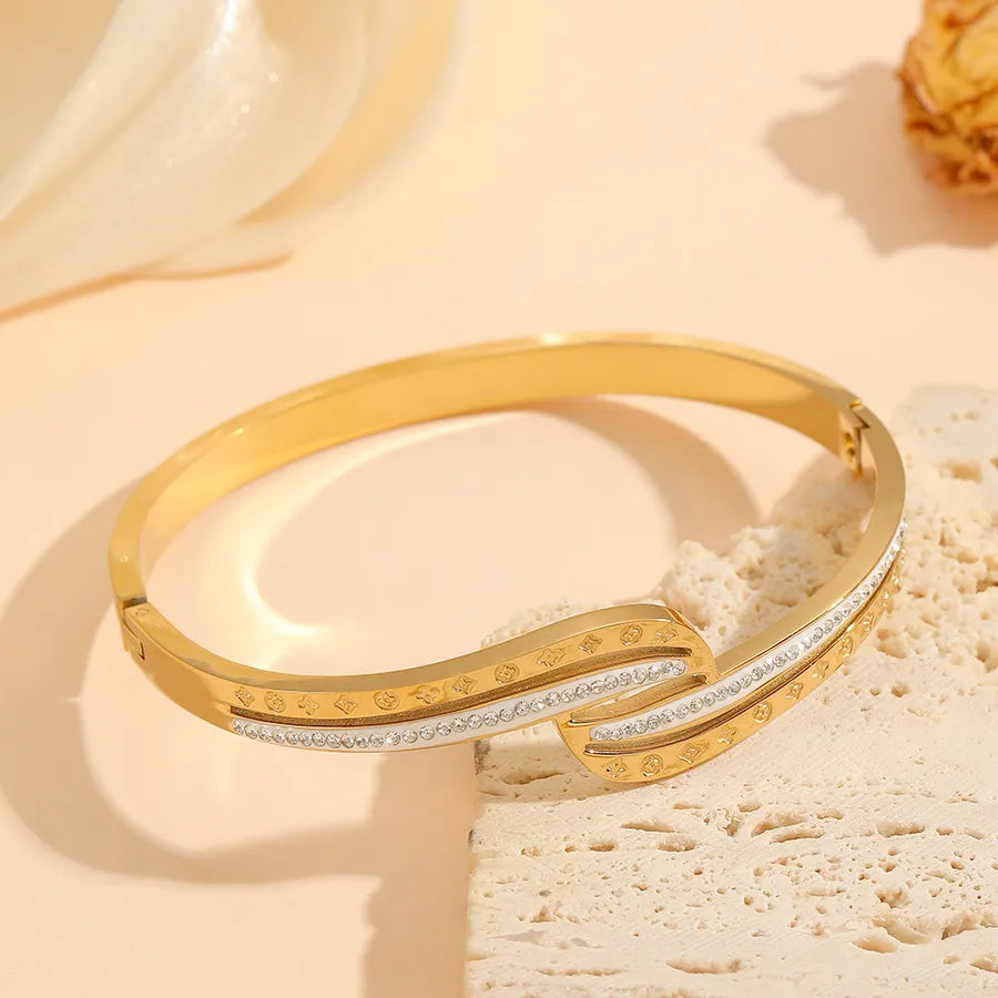 18K Gold Flower Bangle – Stainless Steel