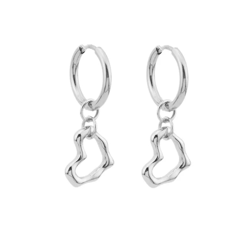 Stainless Steel Heart Clip-On Earrings