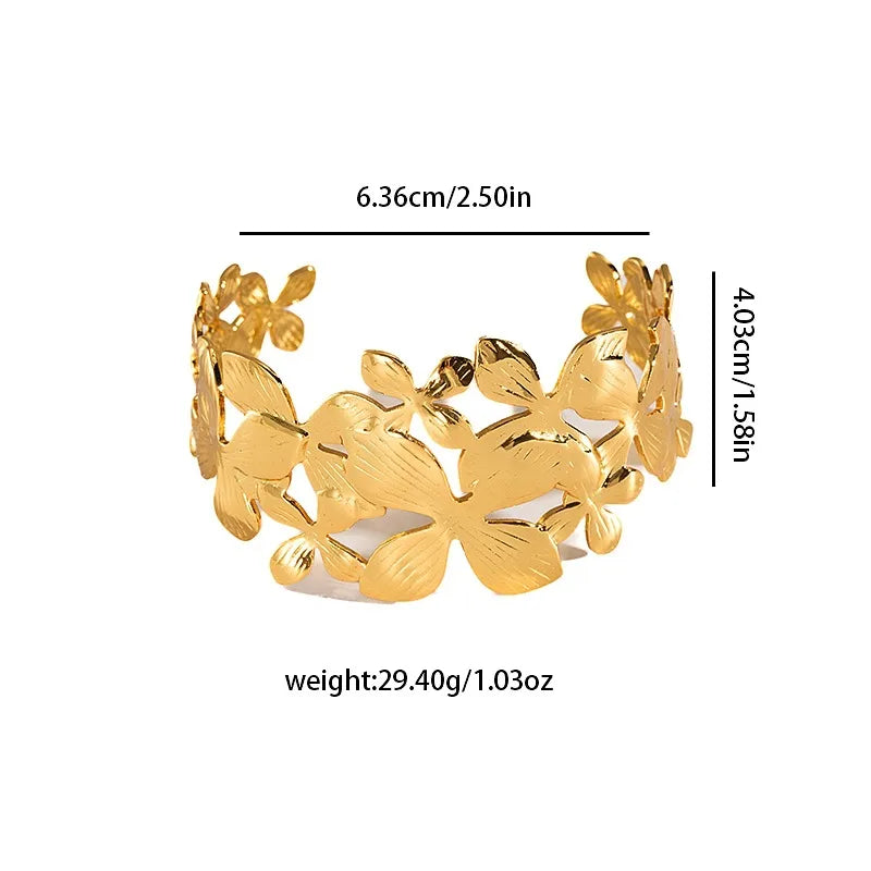 18K Gold Plated Wide Titanium Steel Bracelet B0104-1