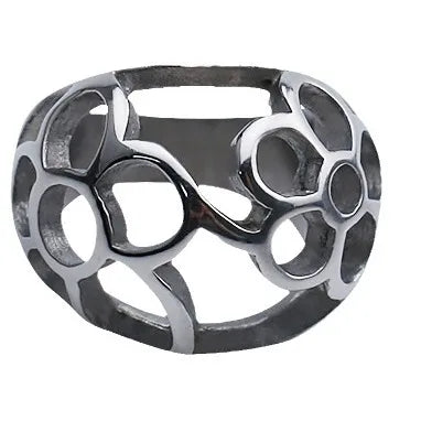 Stainless Steel Honeycomb Ring – Unisex Design