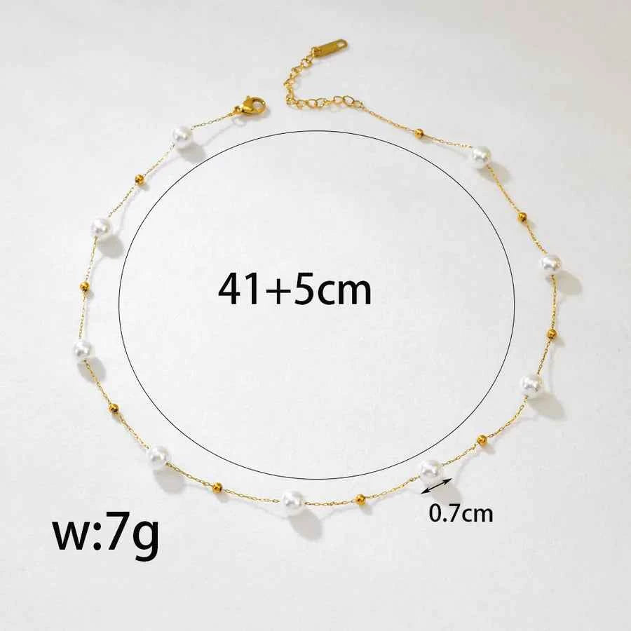 Gold Pearl Choker Necklace – Stainless Steel