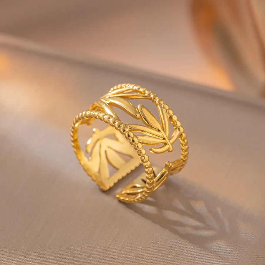 Adjustable Geometric Titanium Steel Ring K11 Gold Ring Adjustable