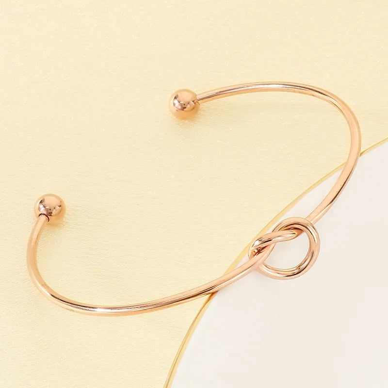 Knotted Bead 18K Gold Stainless Steel Bracelet