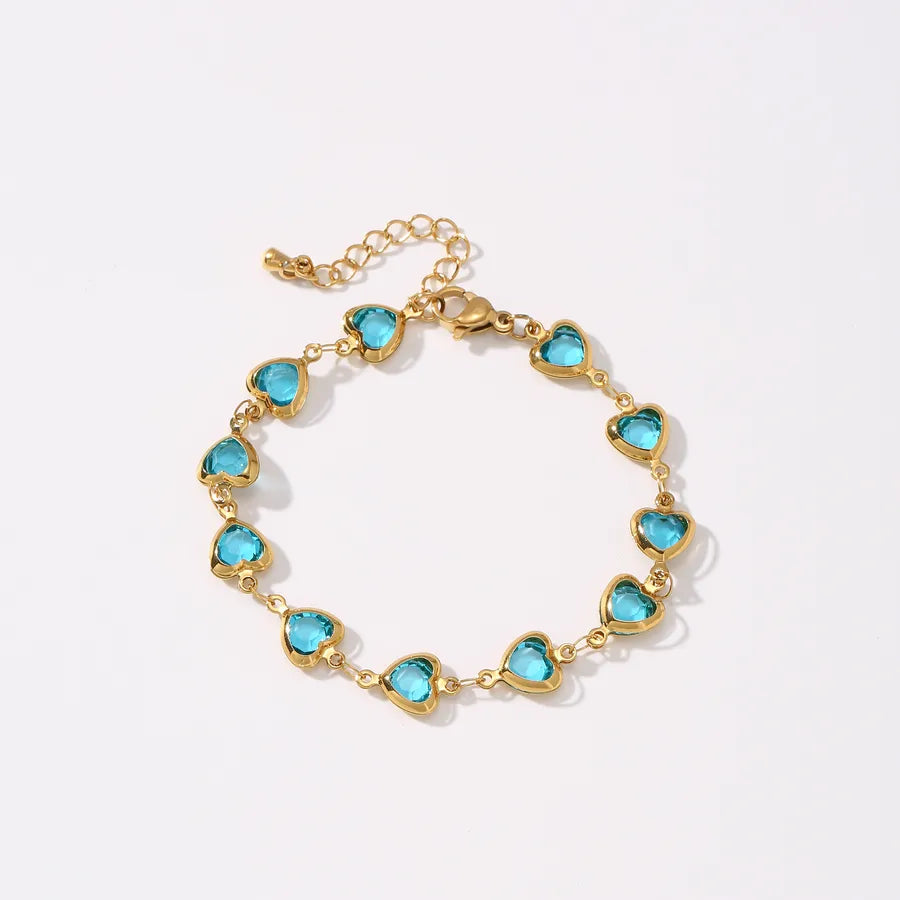Gold Heart Bracelet with Crystal Accent Golden a