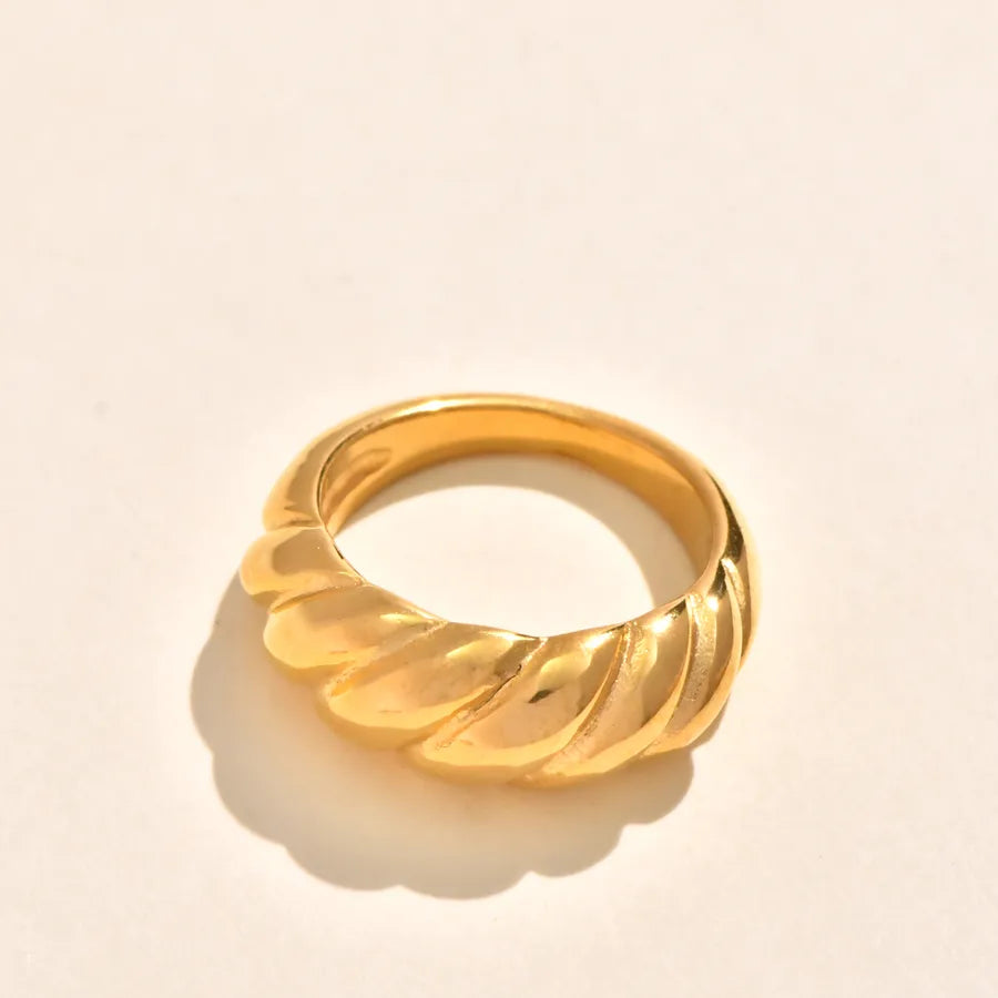 Green Zircon Twist Ring in 18K Gold Plated Steel Gold 3
