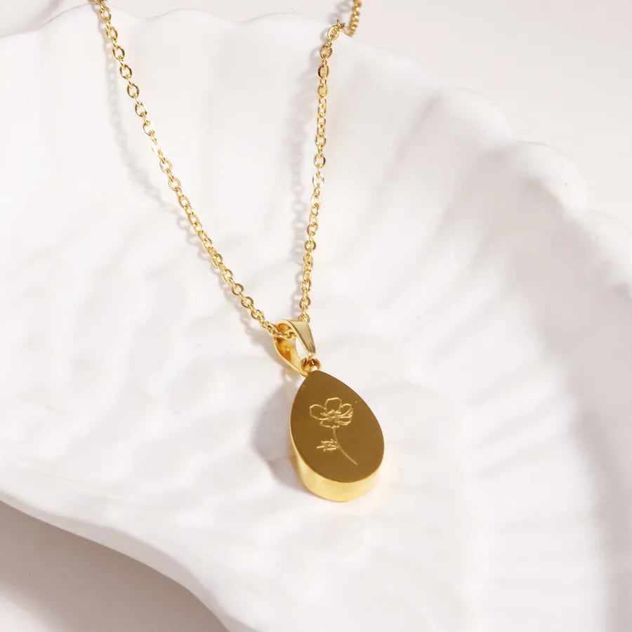 Gold Waterdrop Rose Pendant Necklace