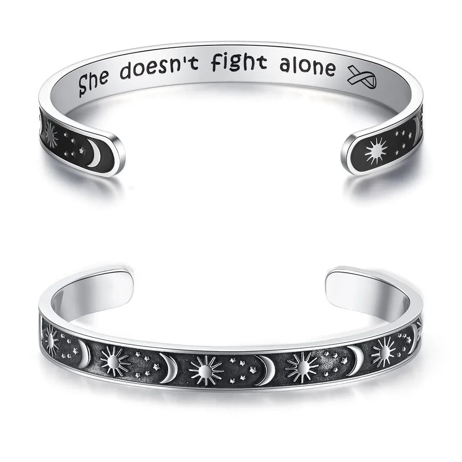 Retro Heart Stainless Steel Bangle 75- Sun & Moon - She Doesn't Fight_yy