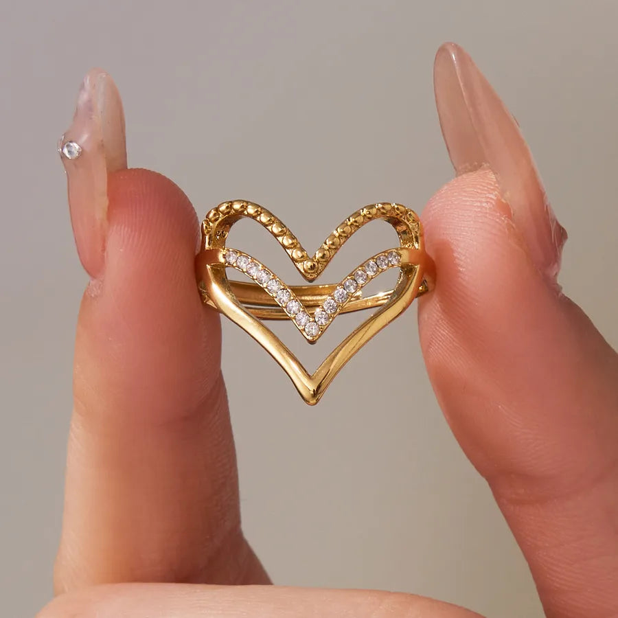 Gold Plated Geometric Zircon Ring for Women