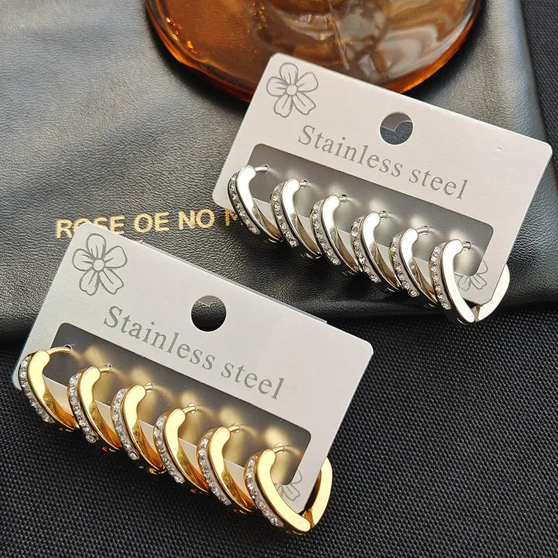 Heart-Shaped Zircon Titanium Steel Earrings