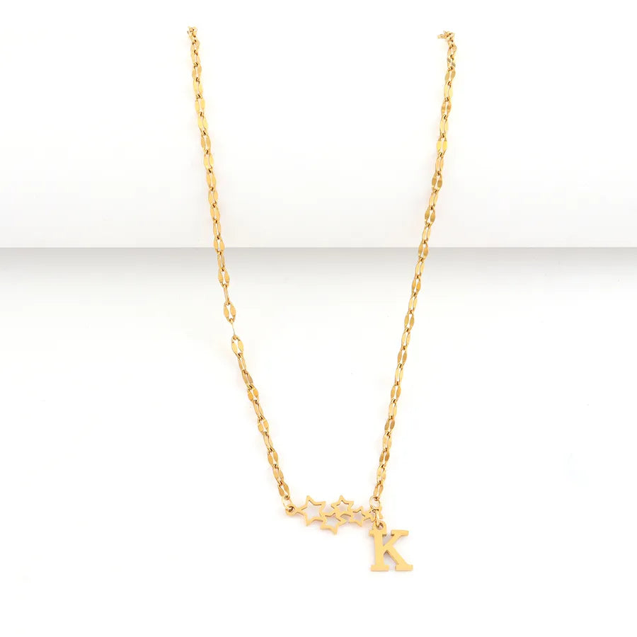 18K Gold Plated Letter & Star Pendant Necklace