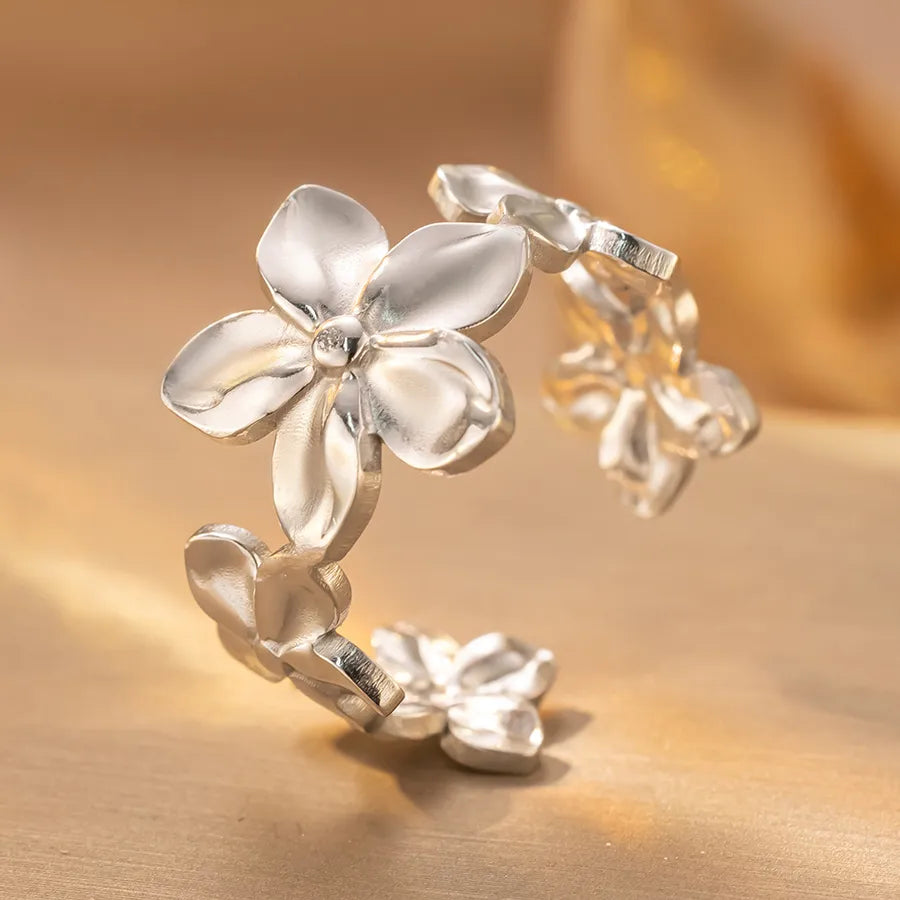 Geometric Titanium Steel Star Ring for Women K162 Steel Color Ring Open