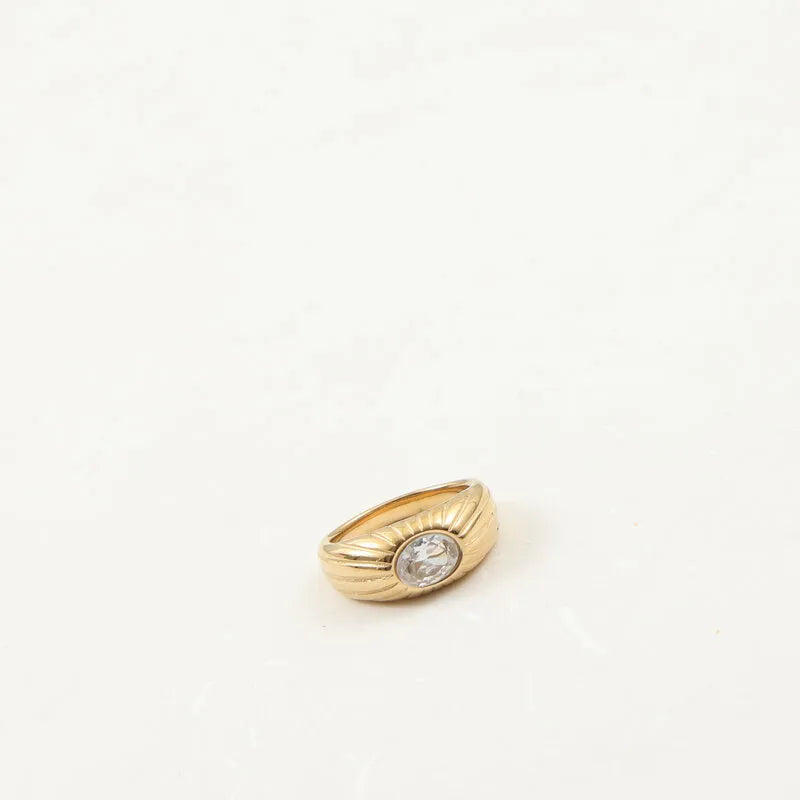 18K Gold Plated Titanium Zircon Ring