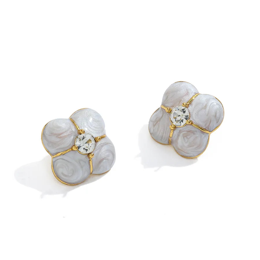 18K Gold Plated Butterfly Pearl Stud Earrings Flower 1-19.66*19.83mm