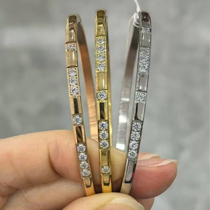 Titanium Steel Zircon Buckle Bracelet for Women