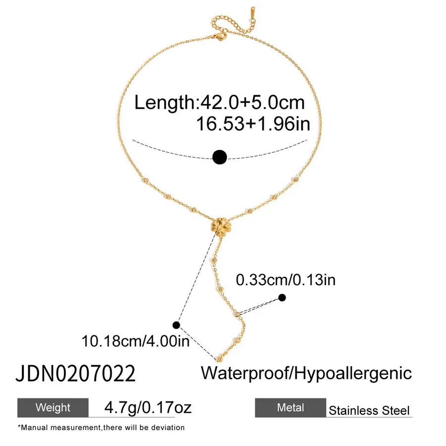 18K Gold Four Leaf Clover Stainless Steel Necklace JDN0207022