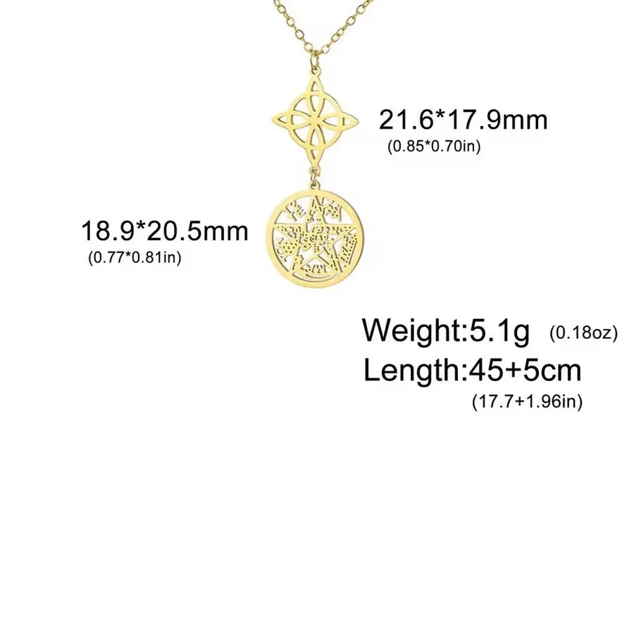 Stainless Steel Pentagram Pendant Necklace Golden-Style 4