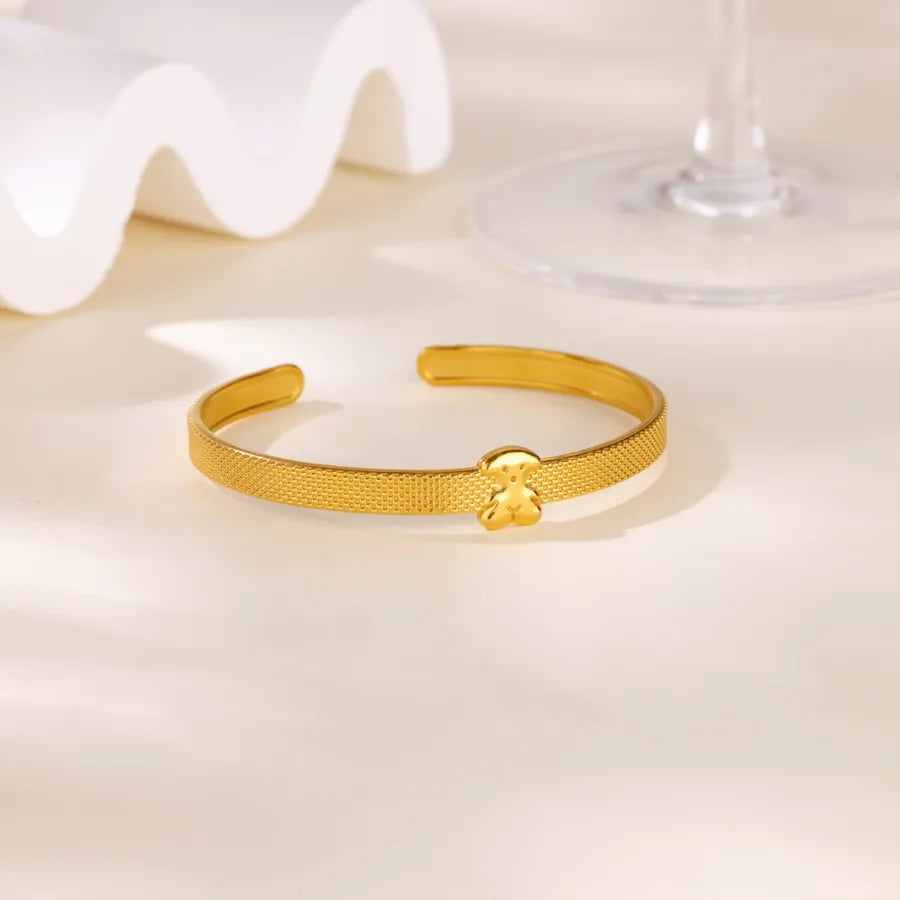 18K Gold Plated Cross & Bear Charm Bracelet