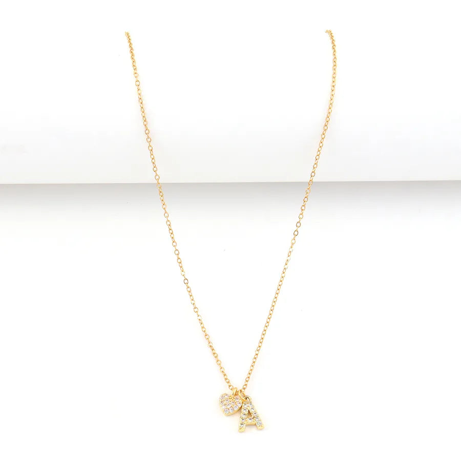 18K Gold Plated Heart Letter Pendant Necklace