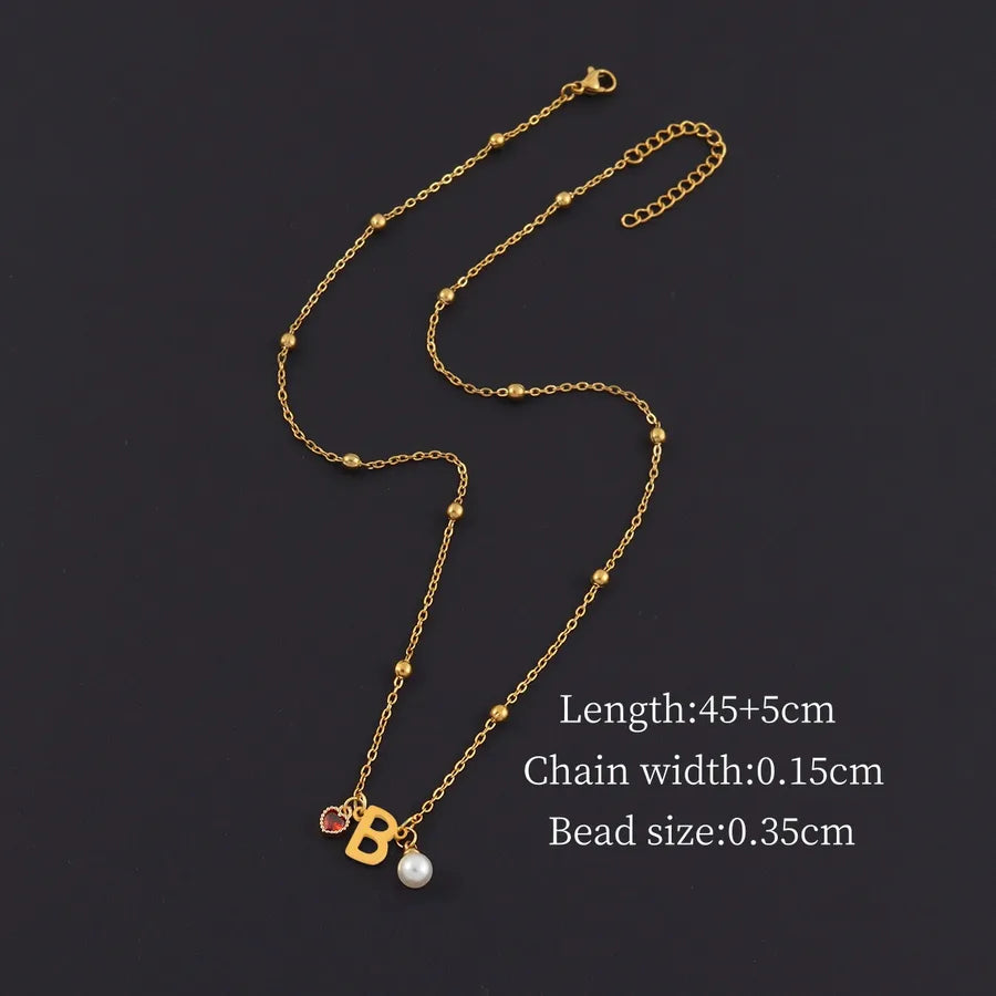 18K Gold Plated Heart & Letter Pendant Necklace Gold B