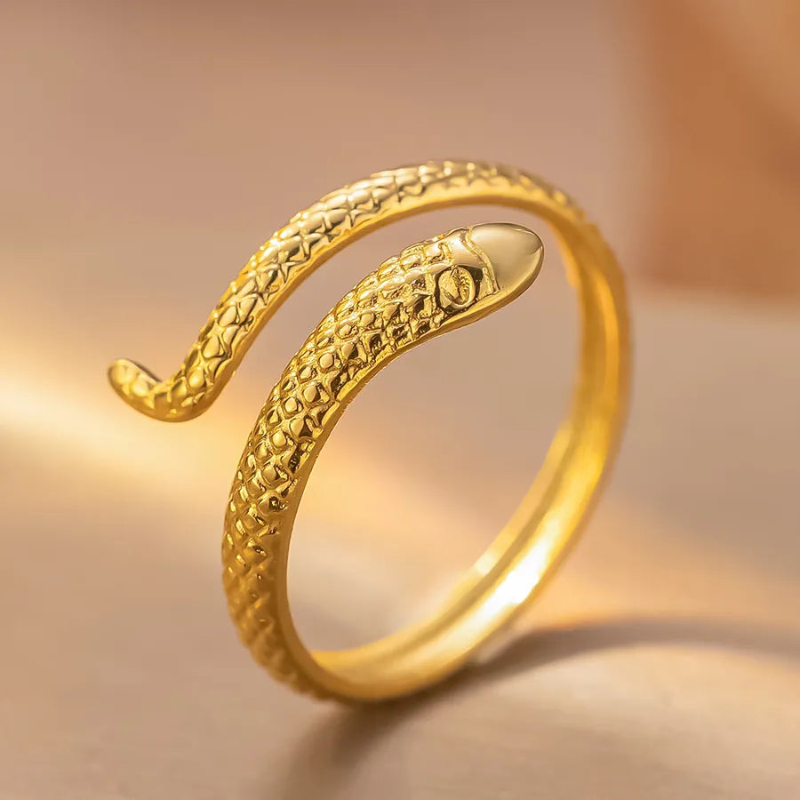 Geometric Titanium Steel Couple Ring K205 Gold Ring Adjustable