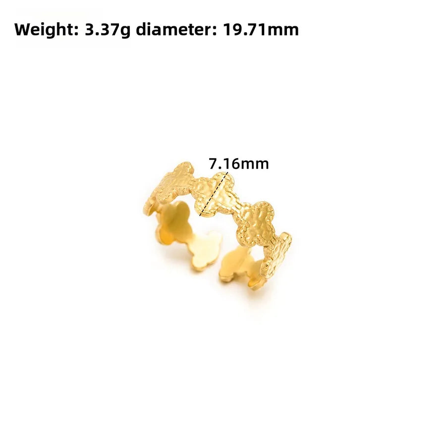 Gold Open Heart Stainless Steel Ring Adjustable Opening J312 Gold