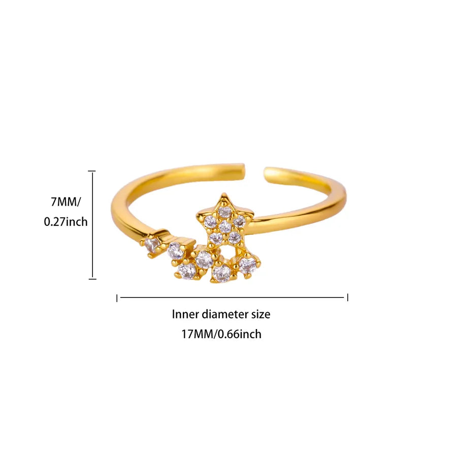 Gold Plated Geometric Open Ring with Zircon