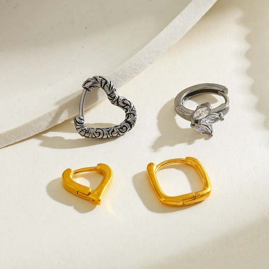 18K Gold Plated Heart Geometric Earrings