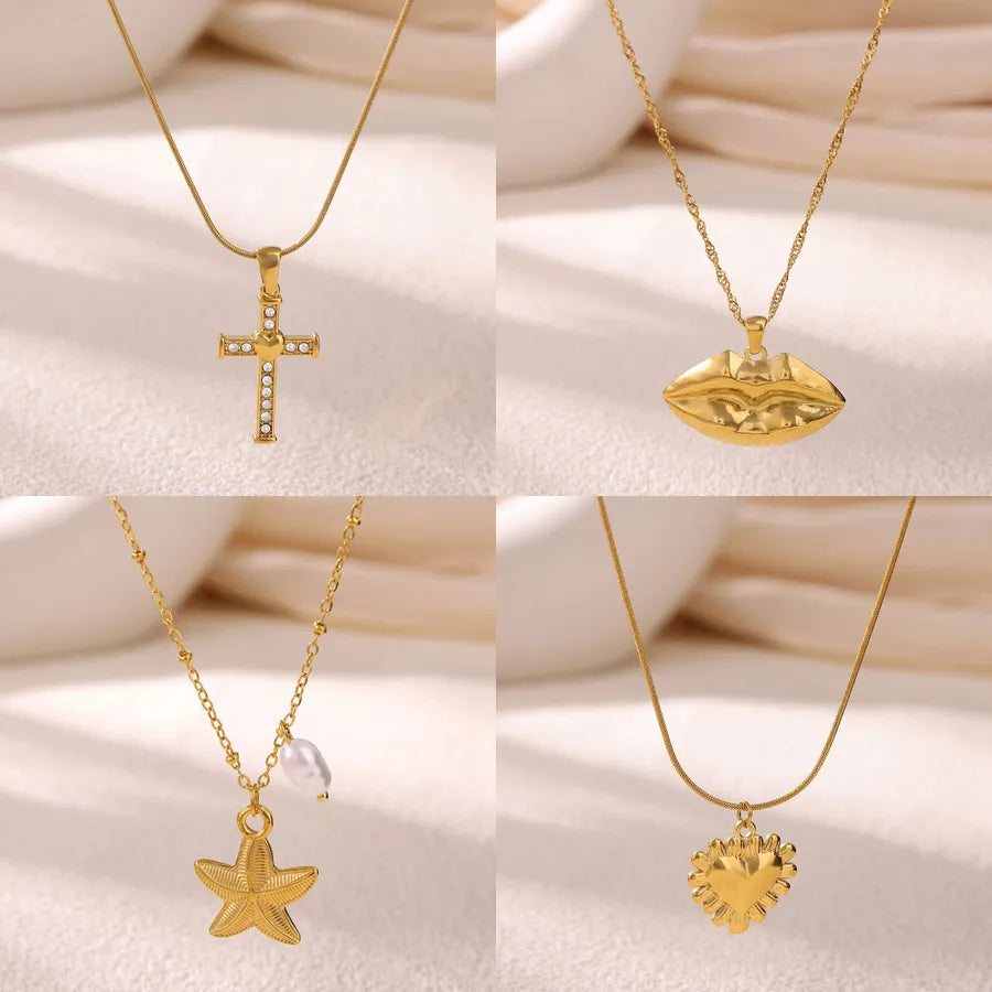 Gold Cross Pendant Necklace for Women