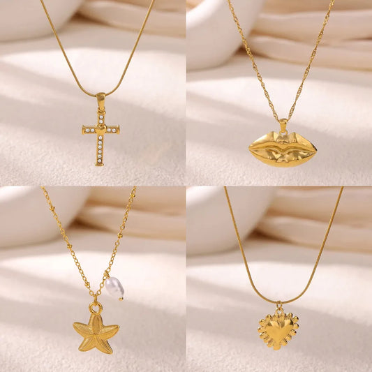 Gold Cross Pendant Necklace for Women