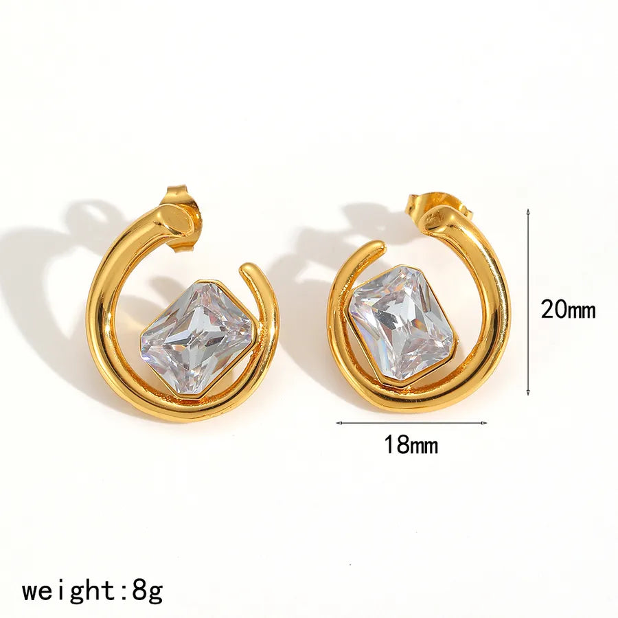 Asymmetric Geometric Diamond Stud Earrings