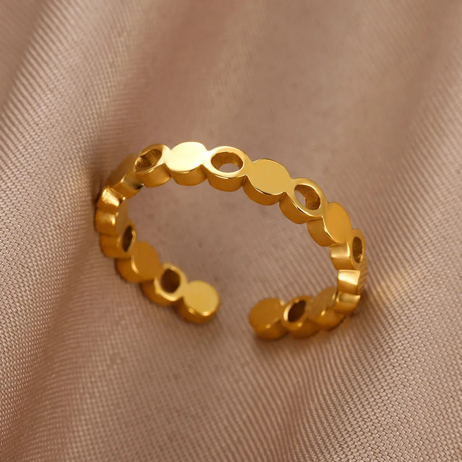 18K Gold PVD Geometric Stainless Steel Open Ring