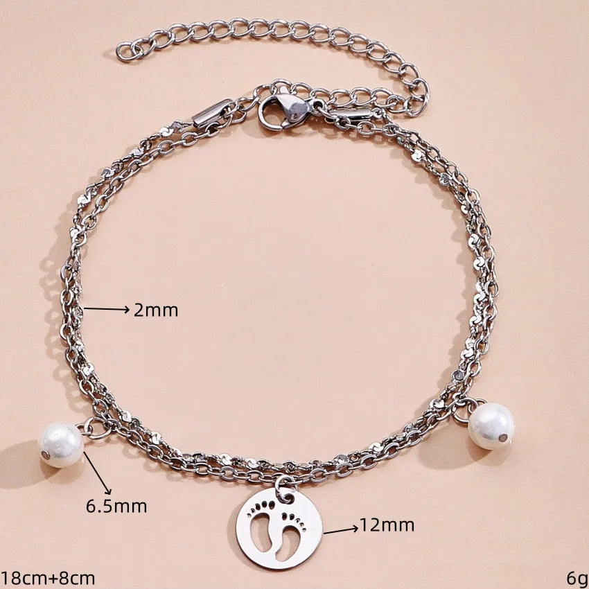 Silver Ocean Charm Layered Bracelet for Women