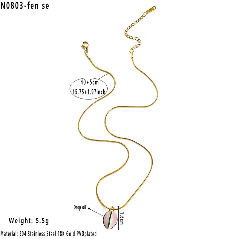 18K Gold Plated Geometric Pendant Necklace Average Size Pink