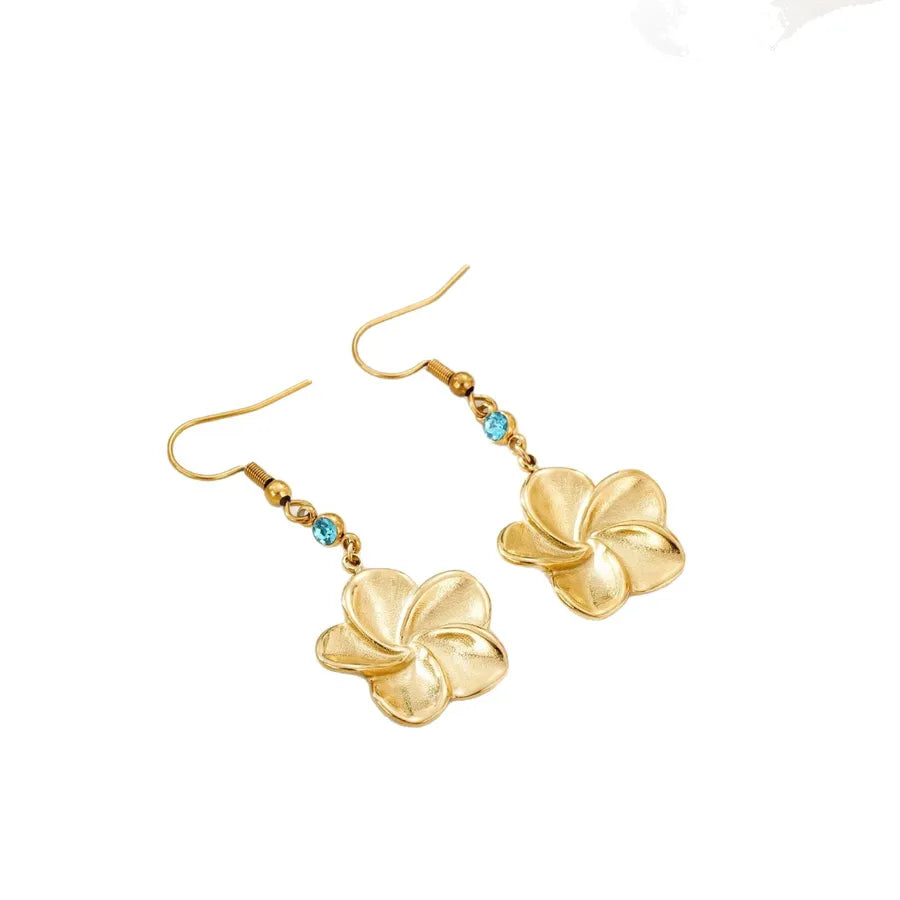 Boho Birthstone Flower Earrings – Gold Stainless Steel