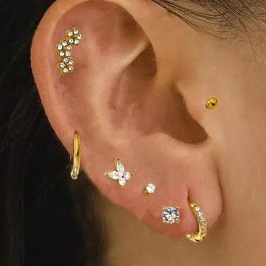 18K Gold Plated Geometric Flower Stud Earrings