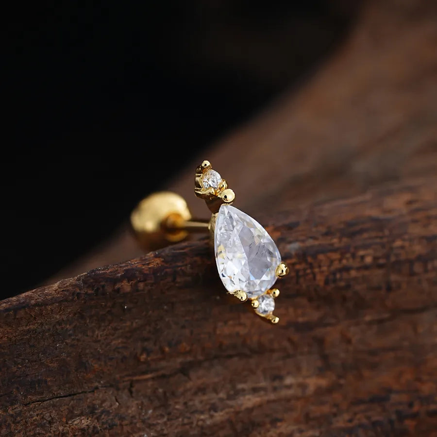 Stainless Steel Zirconia Stud Earrings 3450 Gold Ear Studs