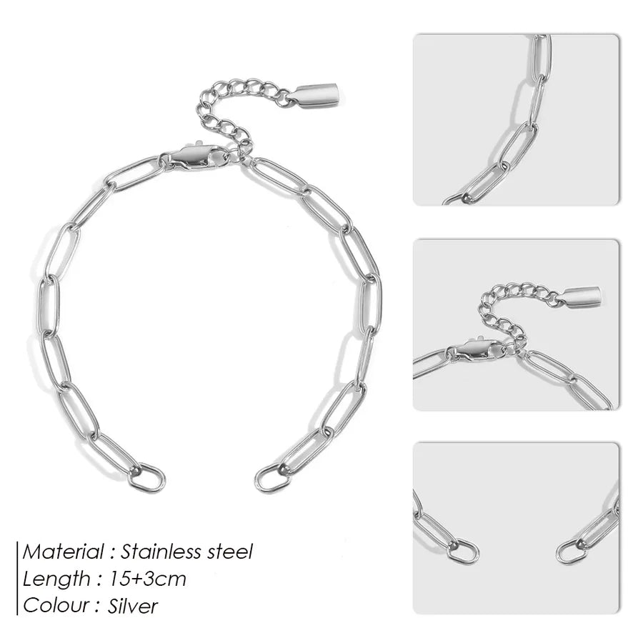 18K Gold PVD Geometric Stainless Steel Bracelet Steel Color