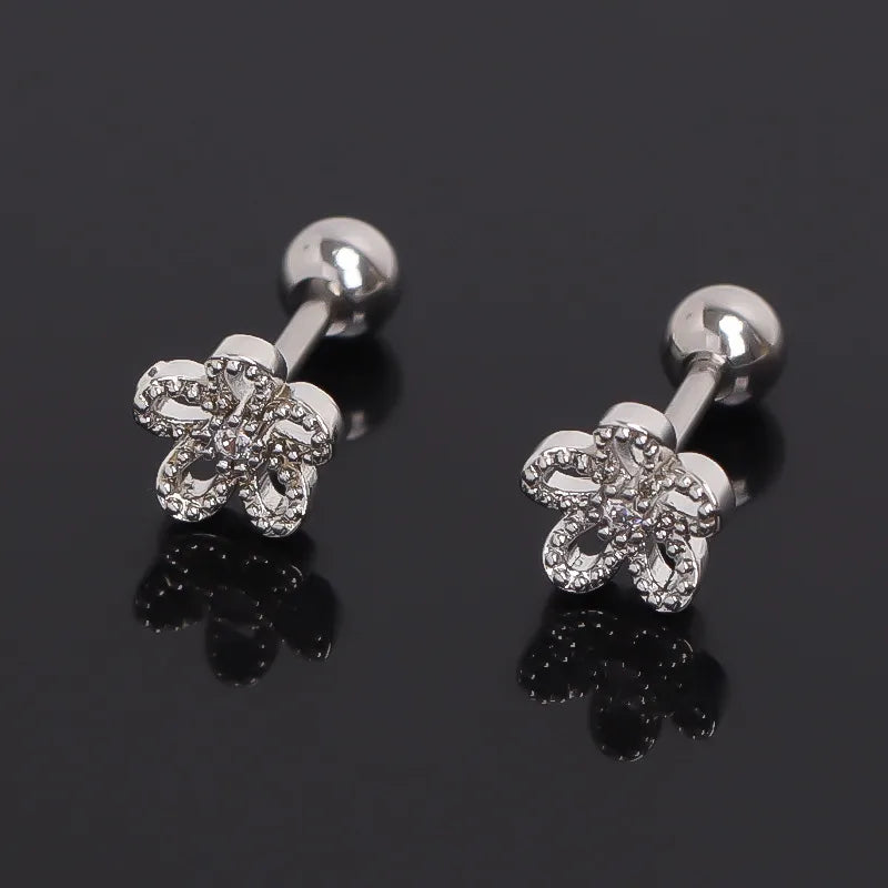 Floral Zircon Small Hoop Earrings