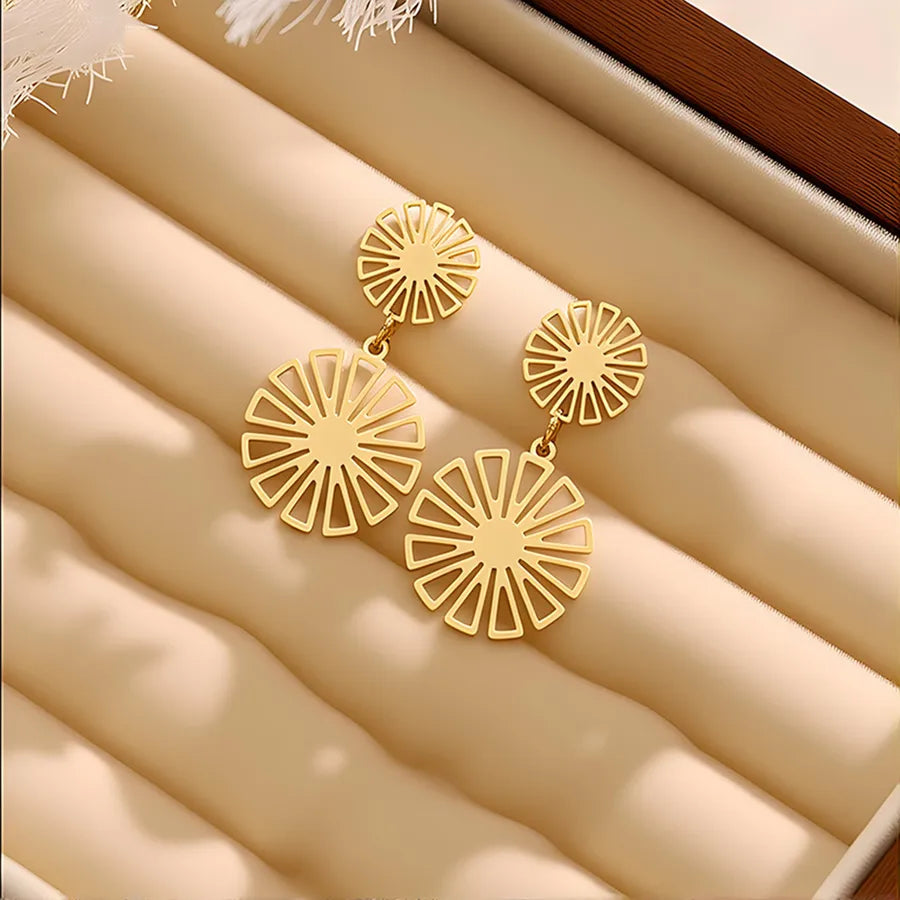 Gold Plated Heart & Butterfly Stud Earrings Average Size Gold 002#