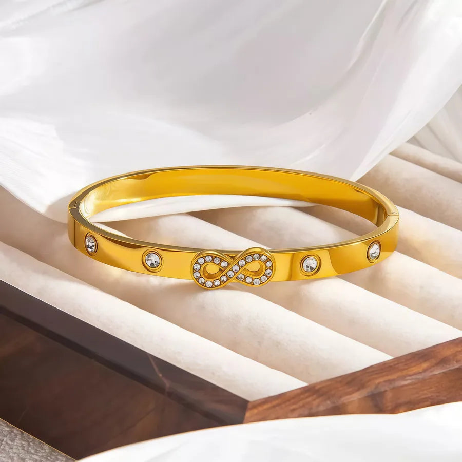 18K Gold Infinity Bracelet with Rhinestones
