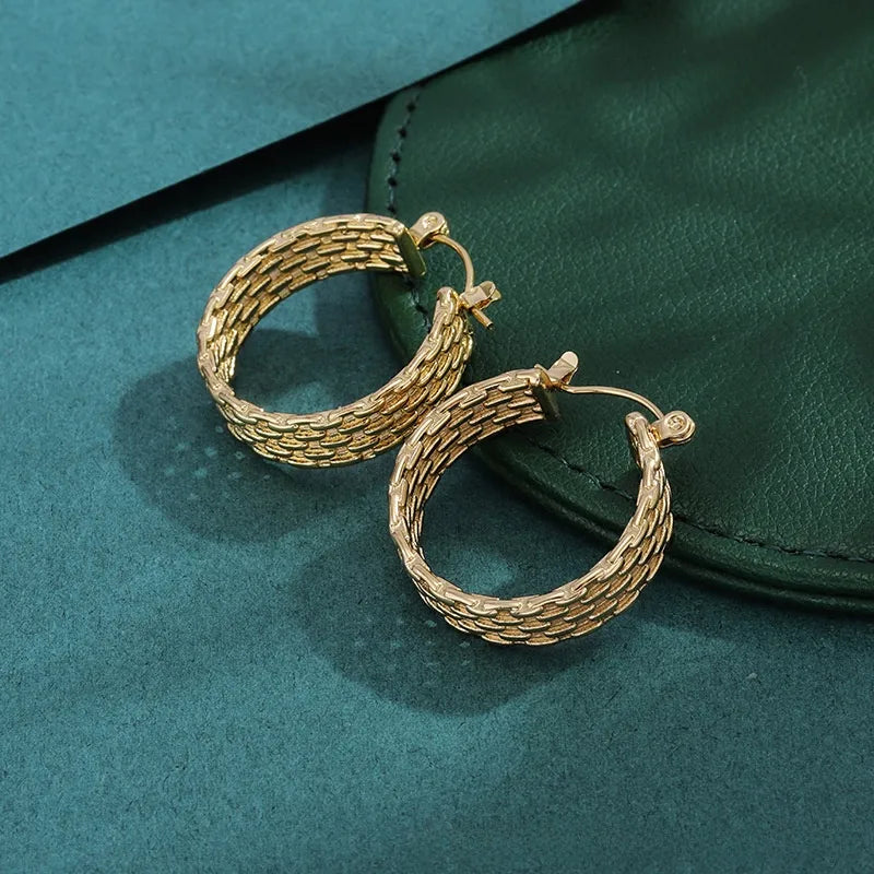 Bold Titanium Steel Large Hoop Earrings ES005